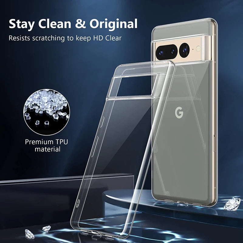Crystal Ultra Thin Clear Silicone Soft Case For Google Pixel 8 7 6 Pro 6A 5 5A 4 4A 3 3A XL Transparent Back Cover Shell Fundas