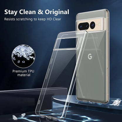 Crystal Ultra Thin Clear Silicone Soft Case For Google Pixel 8 7 6 Pro 6A 5 5A 4 4A 3 3A XL Transparent Back Cover Shell Fundas