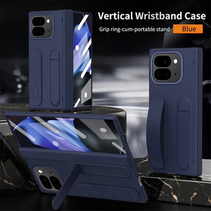 For Google Pixel 9 10 Pro With Hinge Phone Case Wristband Wrist Strap Stand Screen Protection Film Shockproof Protecion Cover