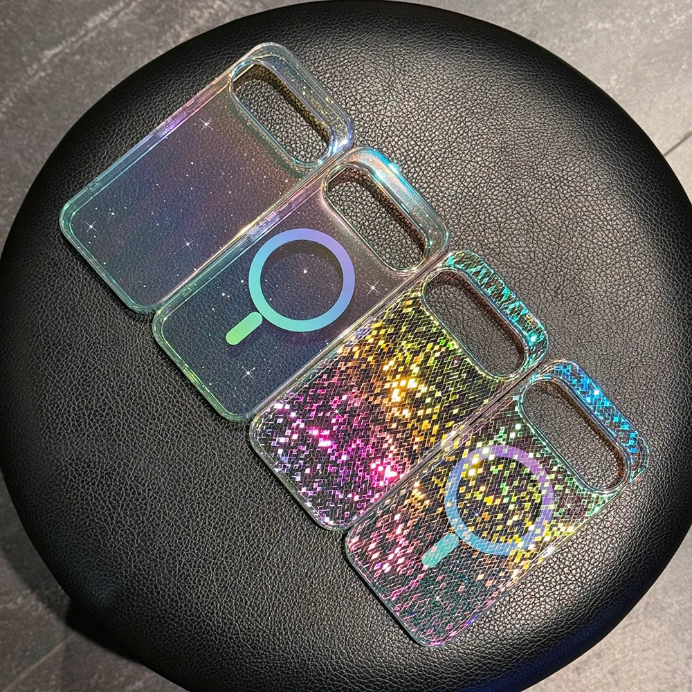 Luxury Laser Glitter Phone Case For Google Pixel 9 10 Pro XL 9A 9pro For Magsafe Magnetic Shockproof Bumper Hard Cover Funda