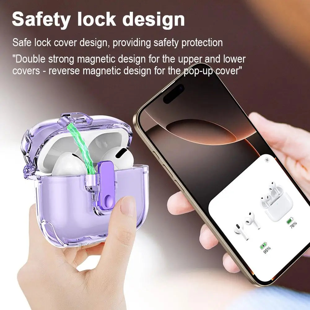 For AirPods Pro 3 2025 New Case Phone Stand Luxury designer Transparent TPU Case Upgrade security lock Case for Air Pods Pro 3