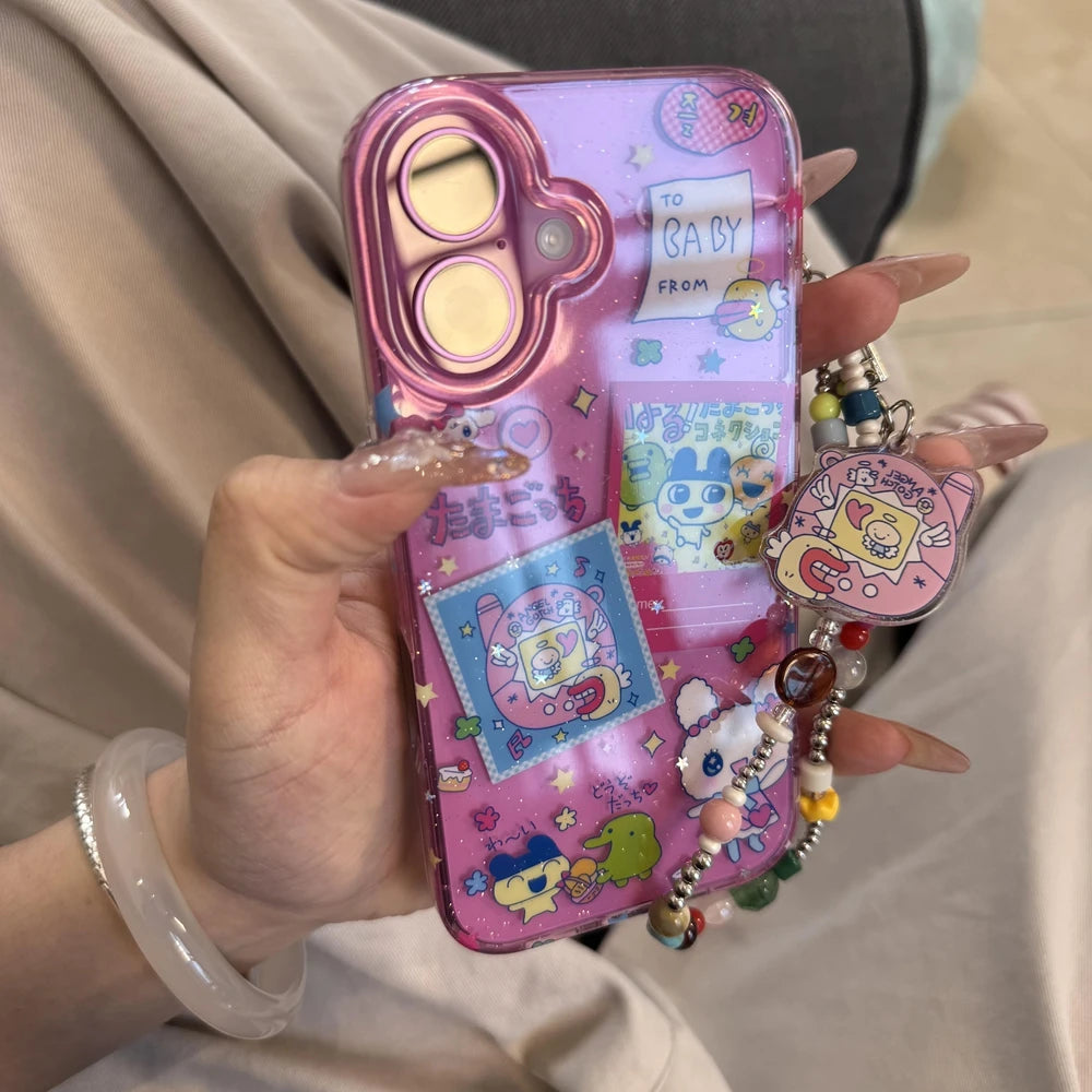 Ins Japan Lovely Anime Cute Cartoon Glitter Phone Case For iPhone 16 15 14 13 12 11 Pro MAX XR XS MAX 7 8 Plus Y2K Kawaii Cover
