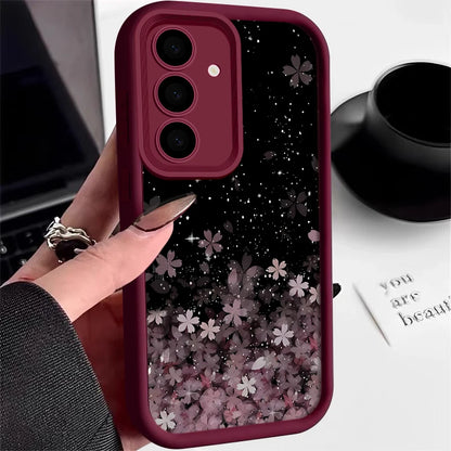 Cherry Blossom Silicone Case For Samsung Galaxy S25 Edge S24 S23 Ultra S24 FE A55 A15 A16 A35 A25 A53 A54 A56 5G TPU Phone Cover