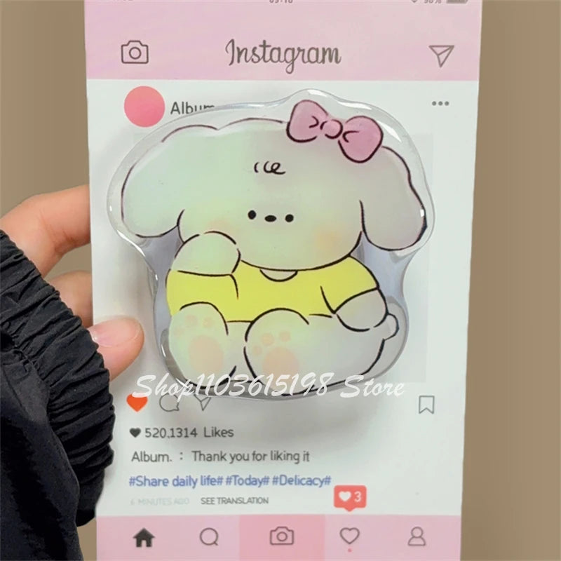 Korean Cute Cartoon Black Cat For Magsafe Magnetic Phone Griptok Phone Holder Stand Universal Phone Ring Grip Tok For iPhone 15