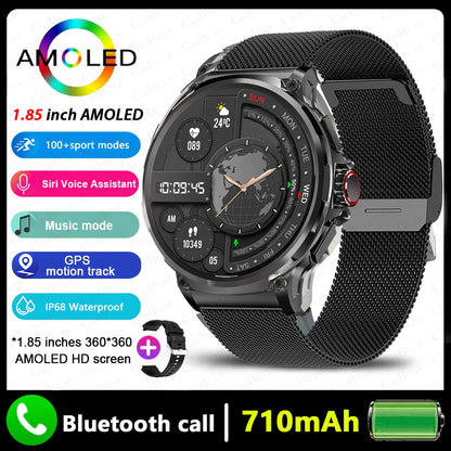 2025 New Military GPS V69 Smart Watch Men 1.85 inch 710 mAh Heart Rate GPS Sports IP68 Waterproof Bluetooth Talk  Smartwatch Man