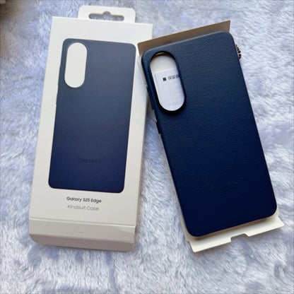 S25 Edge Genuine Leather Phone Case For Samsung Galaxy S25 Edge 5G Metal Lens Bumper Protective Premium Business Hard Cover