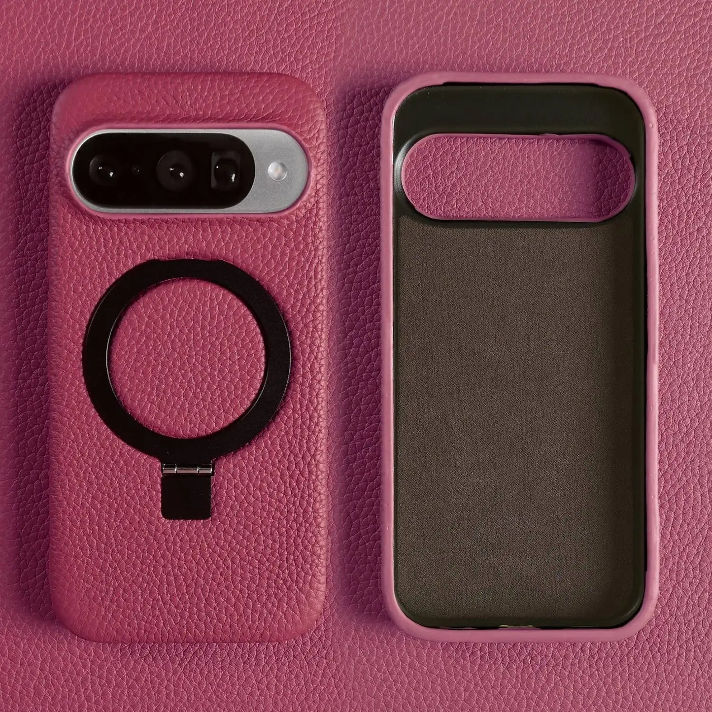 Magnet Ring Stand Phone Case For Google Pixel 10 Pro 9Pro 8A 7Pro 6pro 5A Cover Genuine Leather Case Magnetic Back Cover Cases