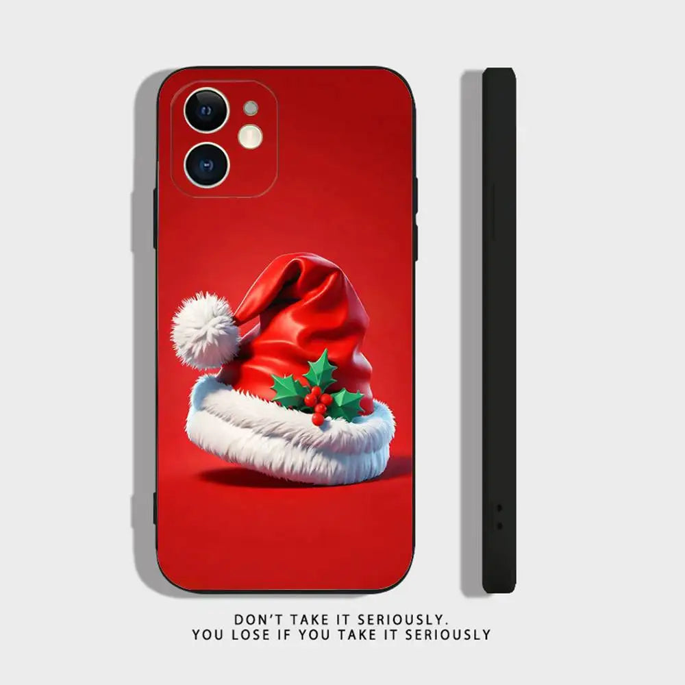 New Year Gift Cartoon Christmas Silicone Phone Case For iPhone 17 16,15,14,13,12,11,Pro,XS,Max,XR,Plus,Mini Silicone Shockproof
