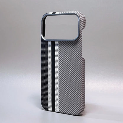 Luxury Carbon Fiber Slim Case For iPhone 17 13 14 15 16 Pro Max Shockproof Alloy Lens Camera Protective Ultra Thin Hard PC Cover