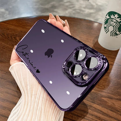 15 16 Pro Max Personalised Customized Name Case For iPhone 16 15 14 13 12 11 Pro Max Plating Transparent Clear Cover 16 Pro Max - covers4phones