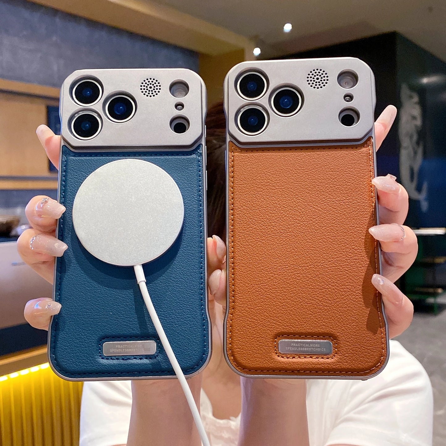 For Magsafe Leather Borderless Aroma Cooling Case For iPhone 17 16 15 14 13 12 11 Pro Max Plus 17 Air 16E Magnetic Back Cover