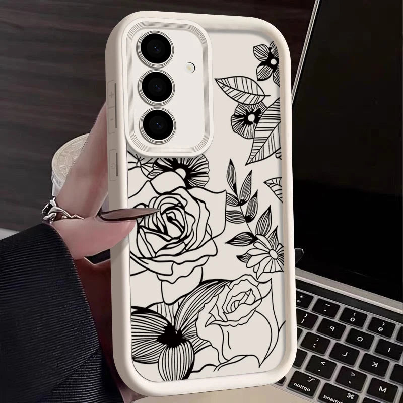 Flowers Soft Case For Samsung Galaxy S25 Edge FE S24 S23 S22 Ultra A17 A56 A36 A26 A16 A54 A15 5G A55 A25 Silicone Phone Cover