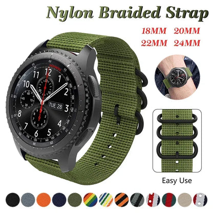 18mm 20mm 22mm 24mm Nylon strap For Samsung Galaxy watch 3 4 5 pro 6 7 46mm 42mm Active2 Amazfit Bip S3 frontier Sports band