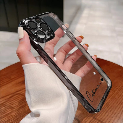 15 16 Pro Max Personalised Customized Name Case For iPhone 16 15 14 13 12 11 Pro Max Plating Transparent Clear Cover 16 Pro Max - covers4phones