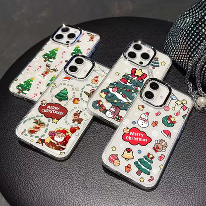 Cute Christmas Santa Claus Tree Elk Phone Case For IPhone 11 12 Pro Max X XS MAX XR 6 6S 7 8 Plus 17 Air 16 15 Casing Soft Cover