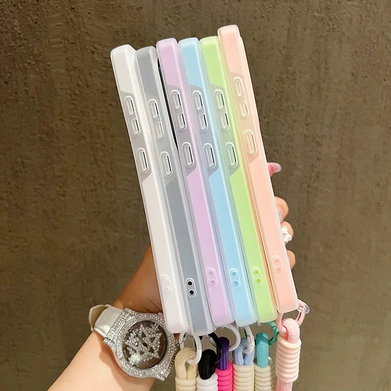 Candy Color Matte For Magsafe Lanyard Soft Phone Case For Samsung Galaxy S24 FE S25Edge S22 S23 FE Plus S25 Ultra Magnetic Cover