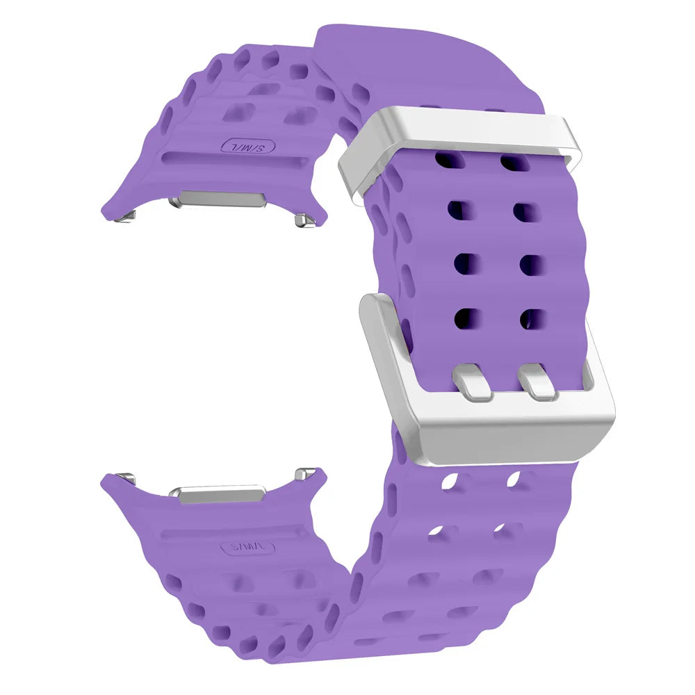 NEW Marine Silicone Strap For Samsung watch ultra 47mm Bracelet No Gaps Sport two-tone Band for Galaxy 7 ultra watchband straps