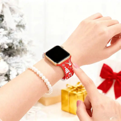 Women Christmas Engraved Strap For Apple Watch ultra 2 49mm 44mm 45 40 42 46mm silicone Bracelet IWatch Series 11 10 SE 9 8 7 6