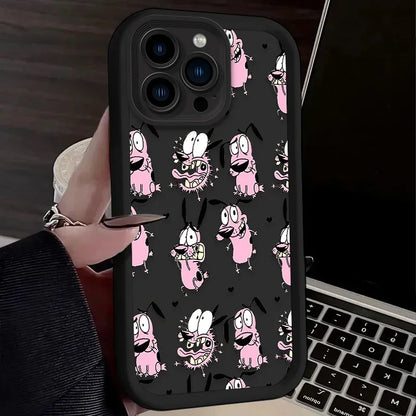 Courages Cowardly Dog Phone Case For iPhone 16 15 14 13 12 11 Pro Max X XS X S Max XR SE 2020 7 8 Plus Soft Silicone Back Funda