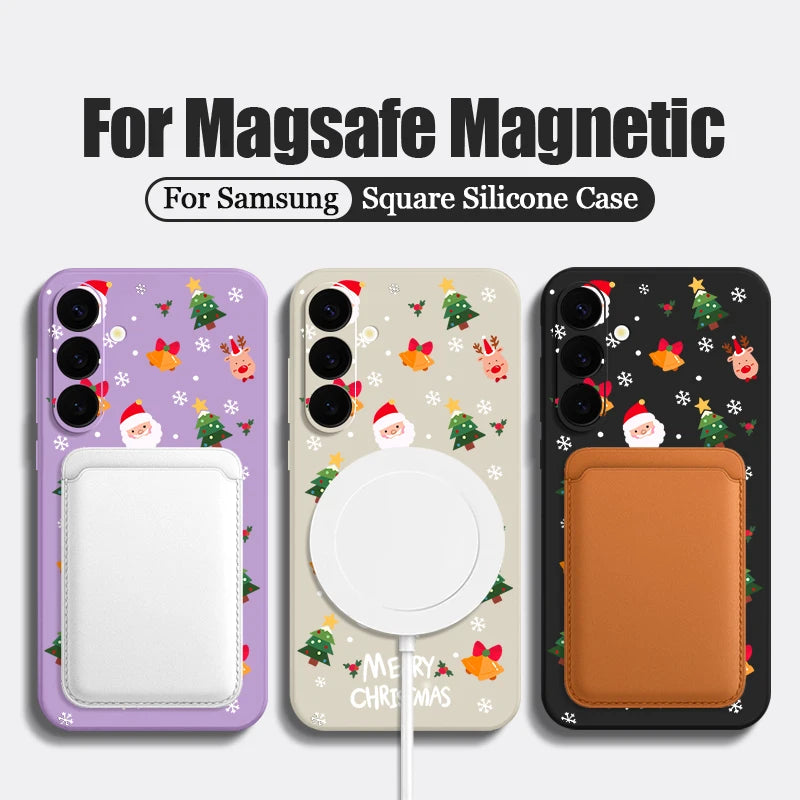 Christmas Santa Elk Magnetic Case For Samsung Galaxy S25 S24 S23 Ultra S22 Plus S24 S21 S20 FE For Magsafe Wireless Charge Cover