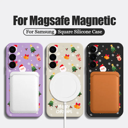 Christmas Santa Elk Magnetic Case For Samsung Galaxy S25 S24 S23 Ultra S22 Plus S24 S21 S20 FE For Magsafe Wireless Charge Cover