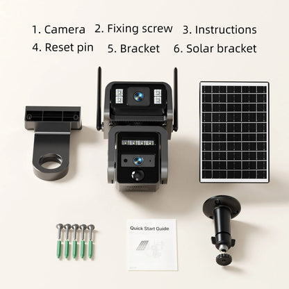 Dual Lens Solar Camera WIFI Security Outdoor Surveillance Camera Solar Panel with Battery CCTV security PZT IP cameras