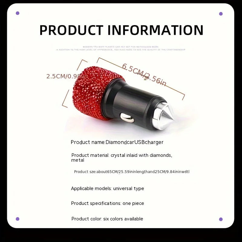 Car Bling USB Styling Diamond Car Accessories Interior Car Dual USB Charger Port Fast Adapter Car Accessories Interior for Woman