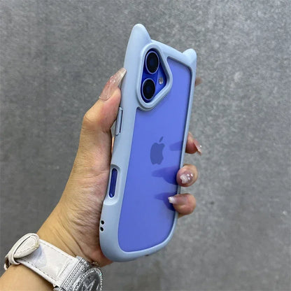 3D Cat Ear Cute Lanyard Magnetic Transparent Case For iPhone 16 15 14 13 12 ProMax Plus 11 Wristband Clear Magsafe Cover
