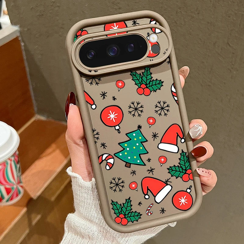 Cute Christmas Phone Case For Google Pixel 9 Pro XL 9 8 Pro 8A 7A Shockproof Soft Silicone Protector Cover For Pixel 9 8 7 Pro