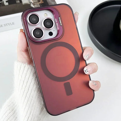Color Change Magsafe Magnetic Phone Case For iPhone 16 15 14 Plus 13 12 11 Pro Max Lens Glass Film Protection  Metal Stand Cover