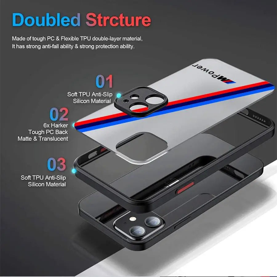 Sports Car Brand-B-M-W Phone Case for Apple iPhone SE 16e 12 Mini 6s XS X 7 8 SE 15 Pro Max 16 Pro 11 Pro Max XR 14 13 Pro Black