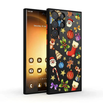 Back Phone Cover Case for Samsung Galaxy S23 Ultra S20 S21 S22 Plus S10 S9 S24 FE S25 Edge Cartoon Christmas Style Pattern