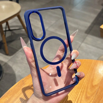 Original For Magsafe Magnetic Case For Samsung Galaxy S25Edge S25 S24 S23 Plus Ultra Wireless Charge Shockproof Acrylic Cover