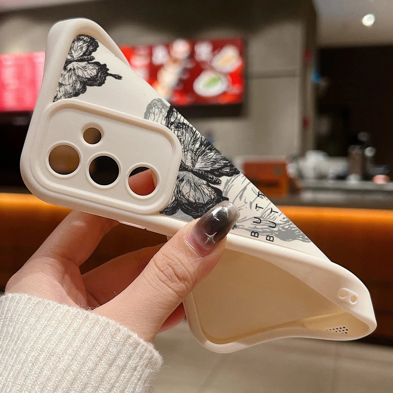 INS Retro Butterfly Silicone Case For Samsung Galaxy S25 Edge S24 S23 S22 Ultra S24 FE A55 A56 A17 A15 A16 A36 A25 5G Soft Cover