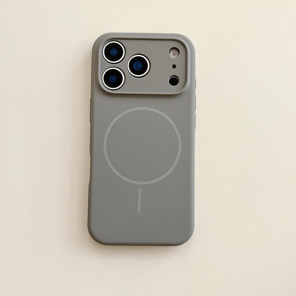Desert Gold liquid silicone magnetic charging phone case for iPhone 17 16 15 14 13 12 Pro Max Air fine hole magsafe soft cover