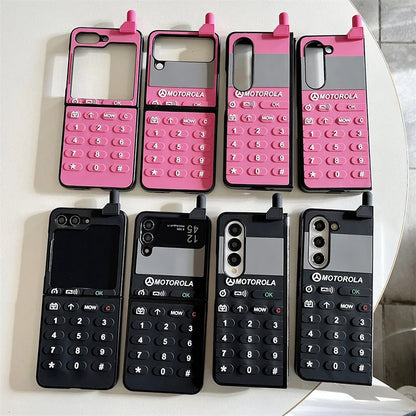 Case For Samsung Galaxy Z Flip 6 5 4 3 Z Fold 6 5 4 3 Retro Button Phone Pattern Shockproof Mobile Phone Case Cover
