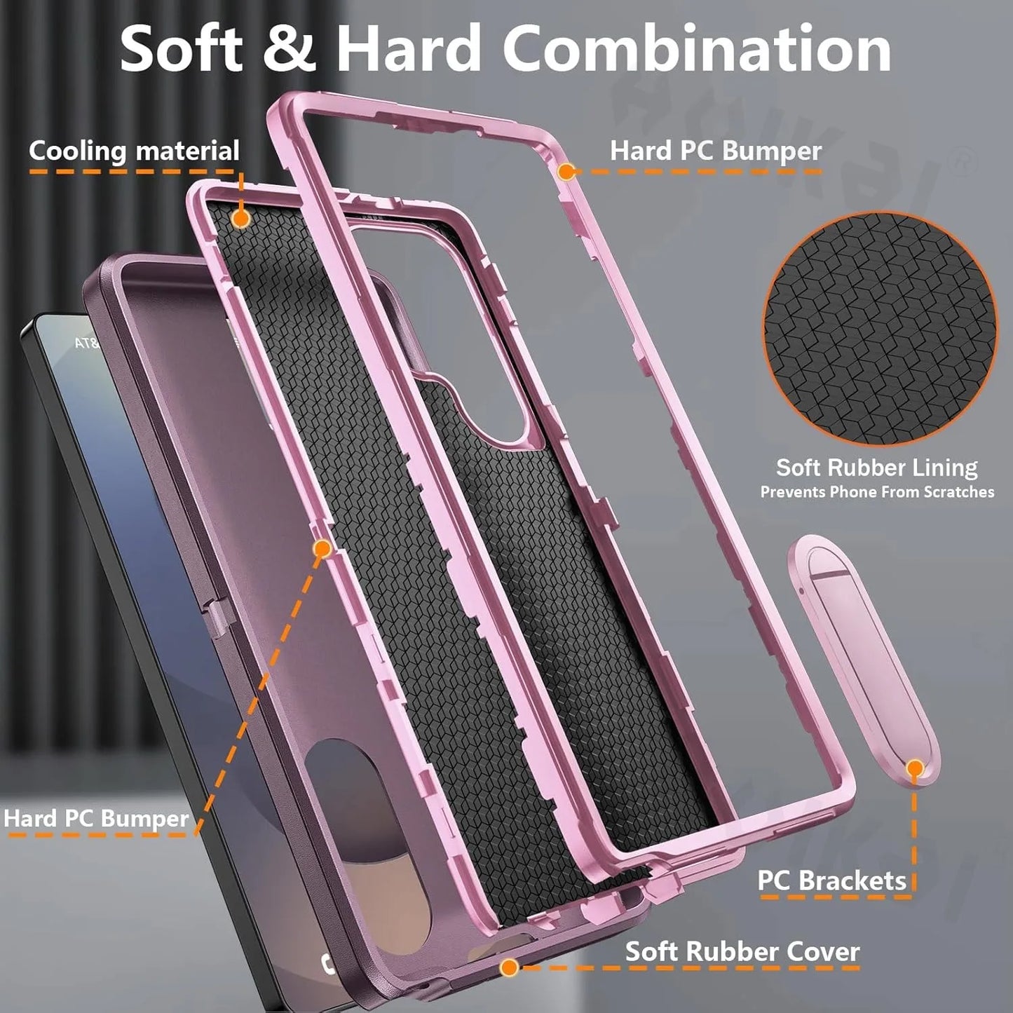 Case For Samsung Galaxy S25 Ultra S25 Edge S24 S23 A16 A56 Body 3 in 1 Shockproof Heavy Duty Anti-Scratch Rugged Kickstand Cover