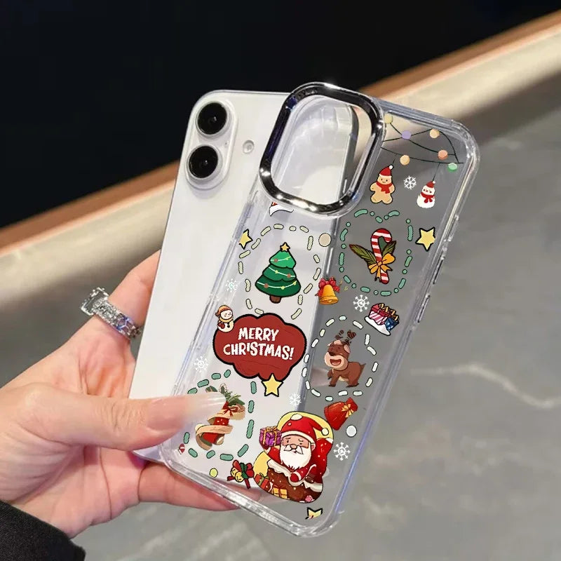 Cute Christmas Santa Claus Tree Elk Phone Case For IPhone 11 12 Pro Max X XS MAX XR 6 6S 7 8 Plus 17 Air 16 15 Casing Soft Cover