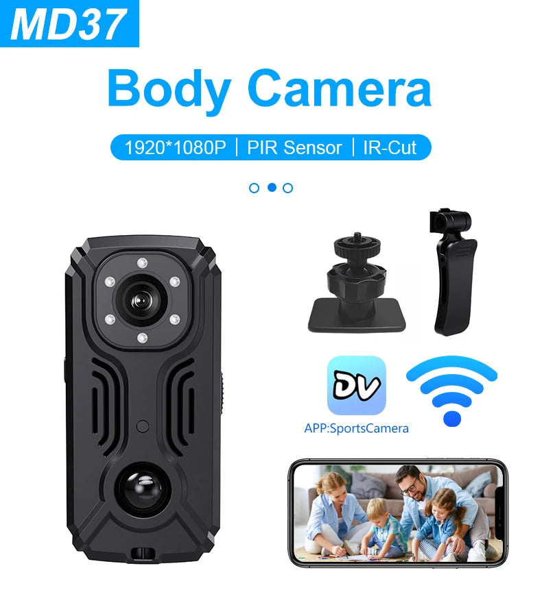 MD31 Mini PIR Video Body Camera Back Clip Photography DV Smart Camera HD 1080P Recorder Motion Activated Small For Car Nanny Cam