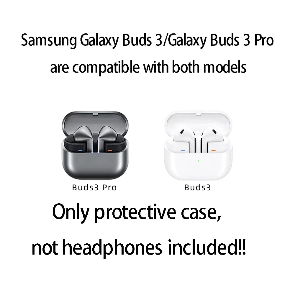 Luxury Oil Skin+PC Case For Samsung Galaxy Buds3 Earphone Shockproof Cover For Buds 3 Pro Protective Sleeve With keychain