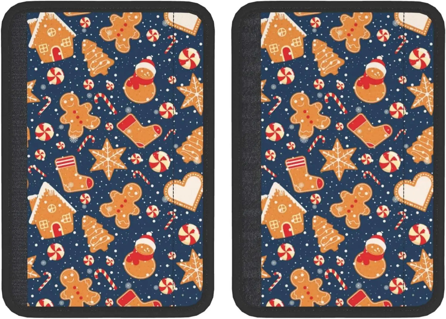 2pcs Christmas Themed Seat Belt Covers Soft Polyester Fit for Cars Santa Claus Car Accessories Interior Seatbelt Cover Print