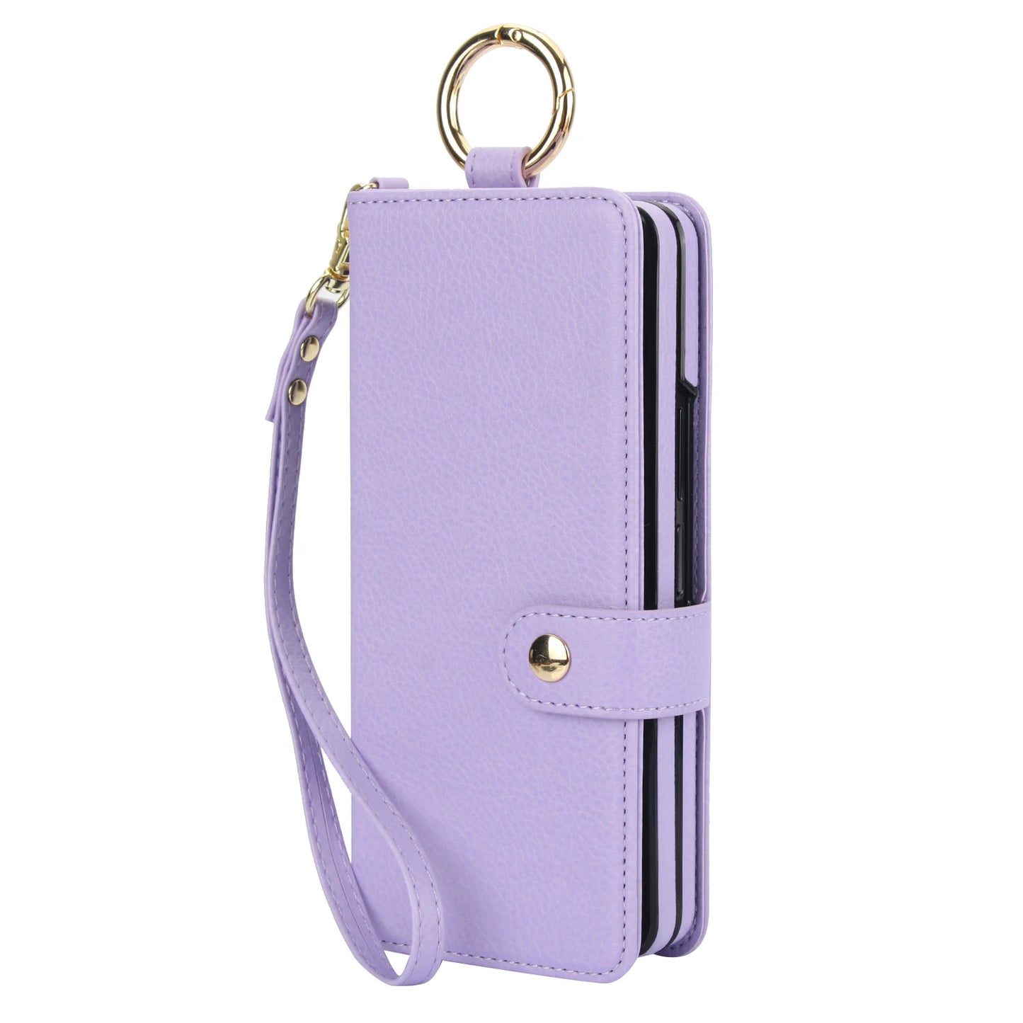 For Samsung Galaxy Z Fold 7 6 5 4 3 5G Crossbody Lanyard Leather Wallet Card Case Wrist Rope Flip Stand Cover With Pen slot