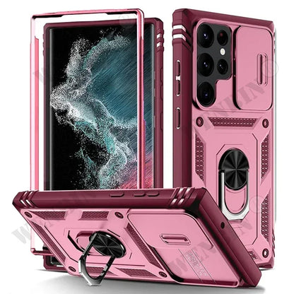 Case For Samsung S25 Ultra S24 S23 S22 Plus S24 FE A56 A55 A36 A35 A15 A16 5G Heavy Duty with Camera 360 Degree Kickstand Cover