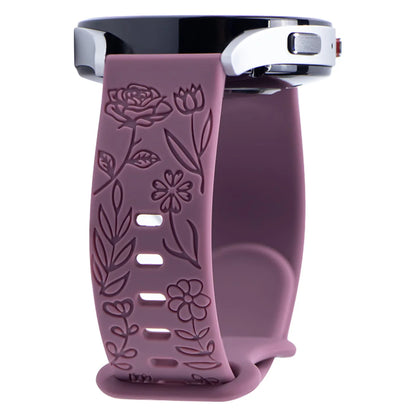 18mm 20mm 22mm Floral Engraved Band for Samsung Galaxy Watch 6/5/4 40 44 for Huawei GT 3 Pro Silicone Sport Strap 5 Pro Active 2