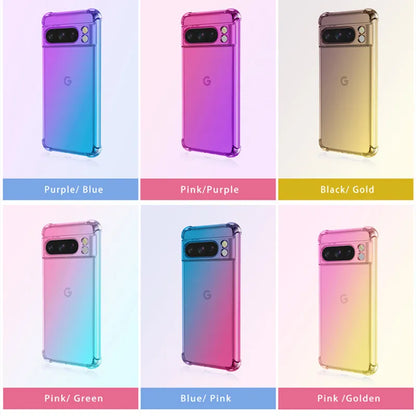 Gradient Airbag TPU Case for Google Pixel 10 9 Pro XL 9A 8A 8 Pro 7A 7 6A 5G Protective Shockproof Cover Fundas Coque Capa