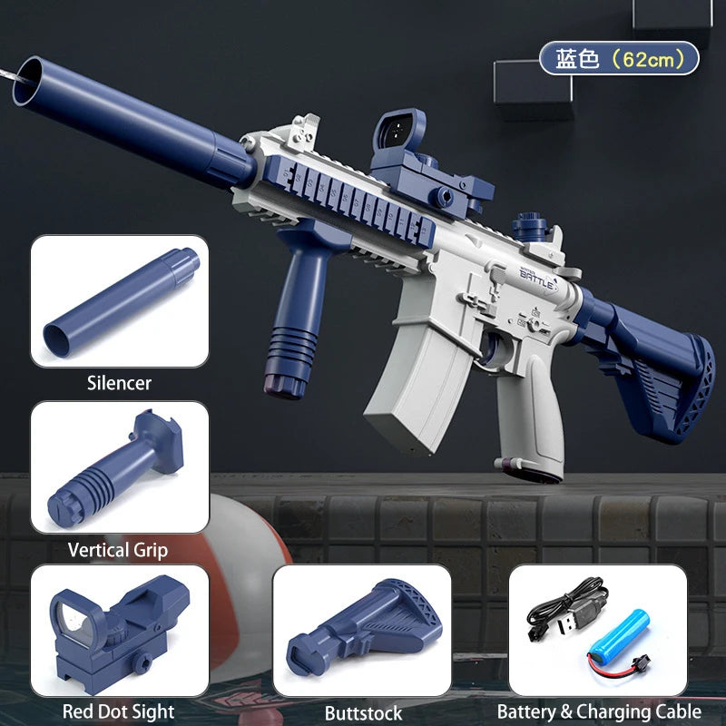 New Water Gun Electric M416 Pistol Shooting Toy Full Automatic Summer Beach Outdoor Fun Toy For Children Boys Girls Adults Gift
