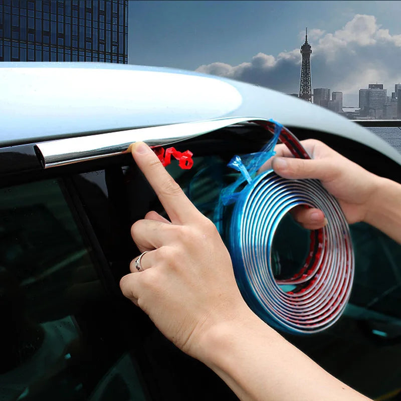 Blue Film Car Window Chrome Bright Strip Front Bumper Anti-Collision Strip Body Frame Body Modification Medium Mesh Trim Strip