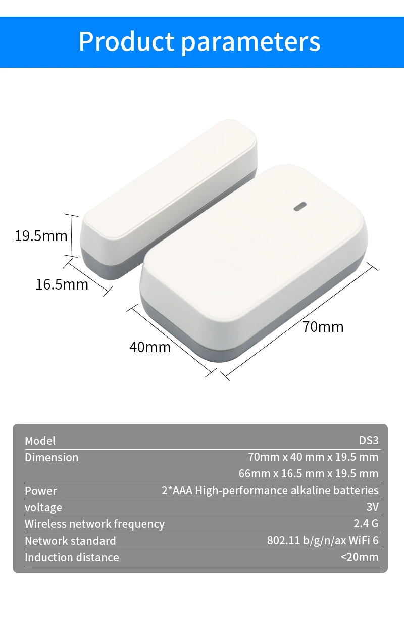 TTlock DS3-Wifi DS2-Bletooth Wireless Control Door&Window Sensor Home Safety Protection Alarm Open Window Detector Door Reminder