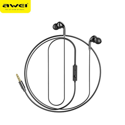 Awei  Wired Headphones In Ear Headset Wired Earphones with Mic Bass Stereo Earbuds Sports In-line Control For Phones