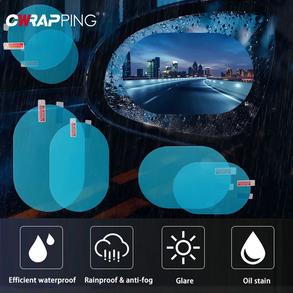 2/4pcs Car Rearview Mirror Film Side Window Rainproof Clear Film Anti Fog Window Mirror Protective Sticker for Car Accessories
